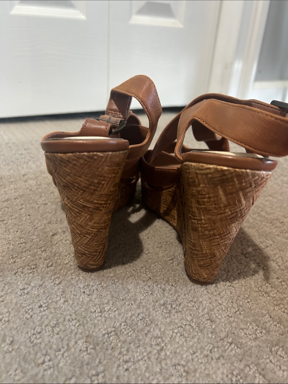 Jessica Simpson Tan Crisscross Wedge Sandals - Picture 4 of 5